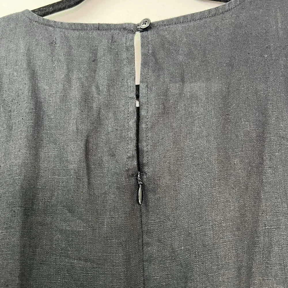 REFORMATION Naomi Linen Jumpsuit Black Women's Size 12 (Missing matching‎ belt)